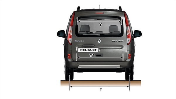Renault KANGOO - Vue de dos du véhicule avec dimensions