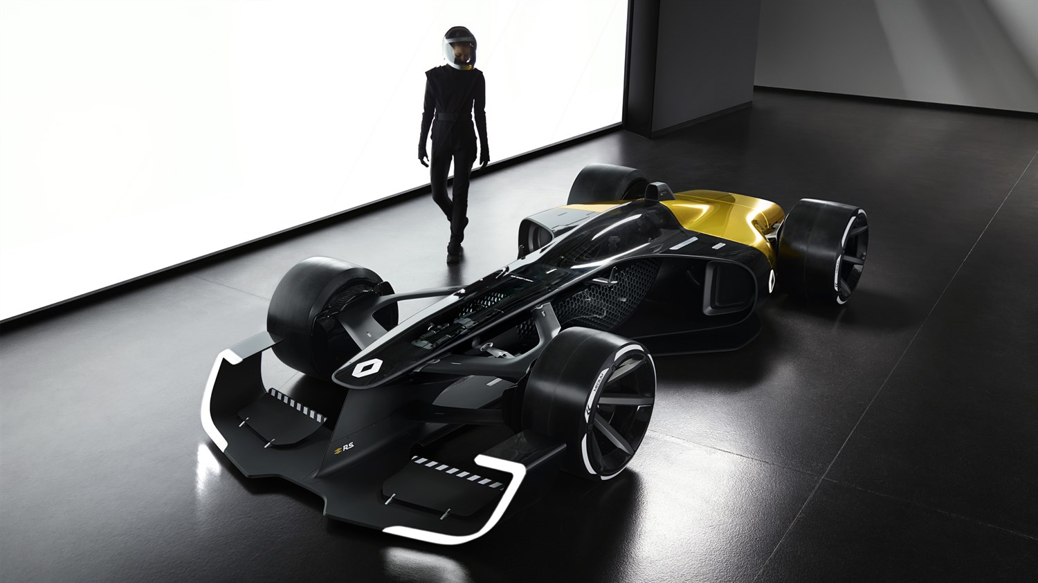 Renault Concept-car - femme pilote derrière R.S. 2027 Vision Concept