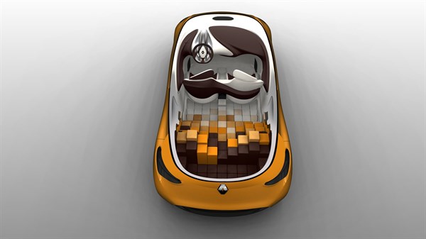 Renault R-SPACE Concept - croquis 3D - intérieur du véhicule vu du dessus
